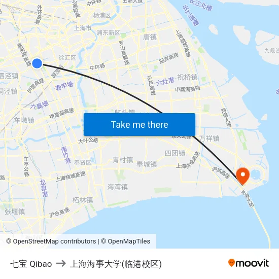 七宝 Qibao to 上海海事大学(临港校区) map