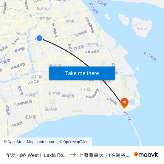 华夏西路 West Huaxia Road to 上海海事大学(临港校区) map