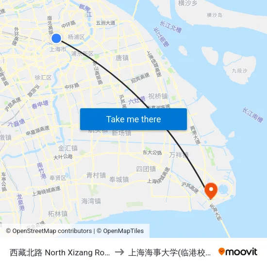 西藏北路 North Xizang Road to 上海海事大学(临港校区) map