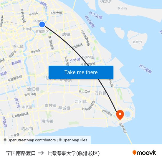 宁国南路渡口 to 上海海事大学(临港校区) map