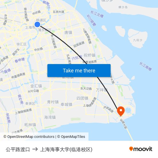 公平路渡口 to 上海海事大学(临港校区) map