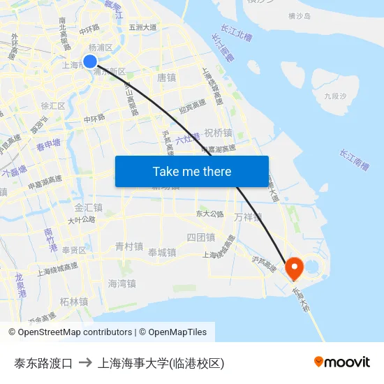 泰东路渡口 to 上海海事大学(临港校区) map