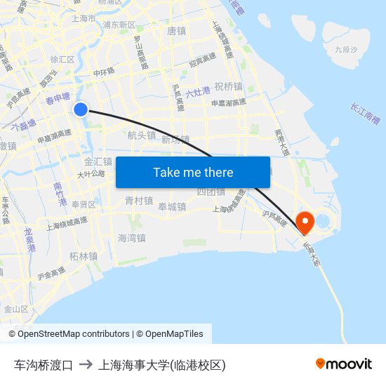 车沟桥渡口 to 上海海事大学(临港校区) map