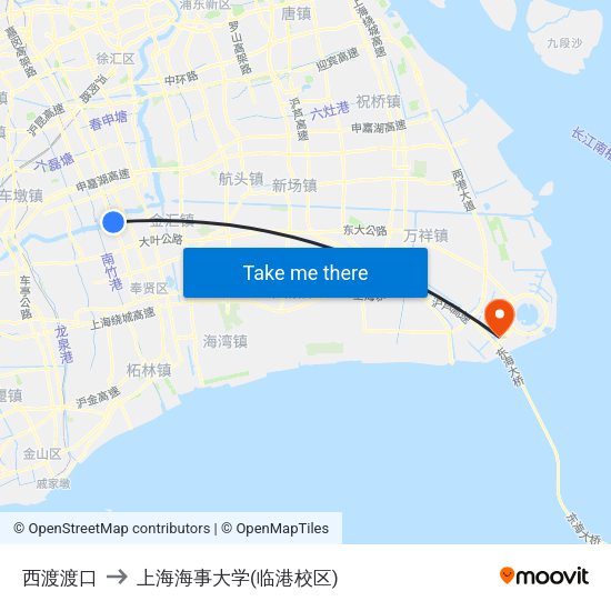 西渡渡口 to 上海海事大学(临港校区) map