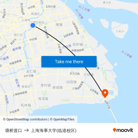 塘桥渡口 to 上海海事大学(临港校区) map