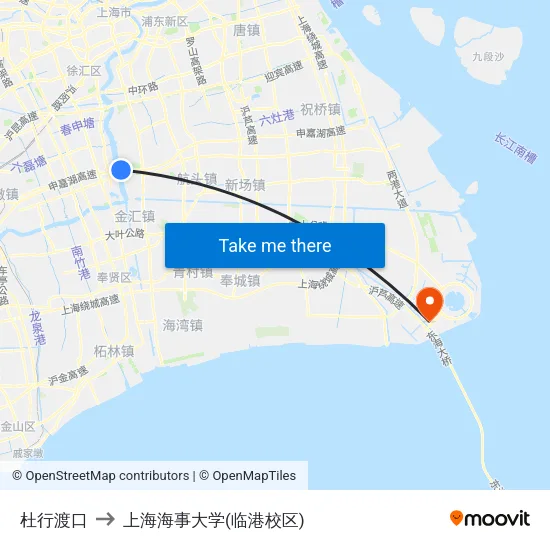 杜行渡口 to 上海海事大学(临港校区) map