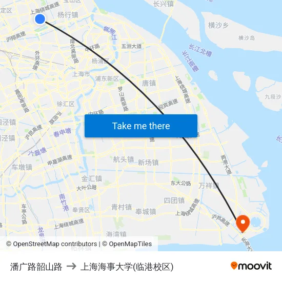 潘广路韶山路 to 上海海事大学(临港校区) map