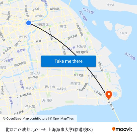 北京西路成都北路 to 上海海事大学(临港校区) map