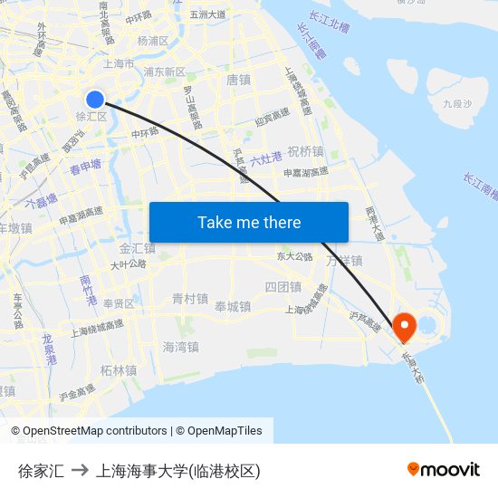 徐家汇 to 上海海事大学(临港校区) map