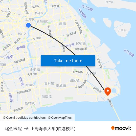 瑞金医院 to 上海海事大学(临港校区) map