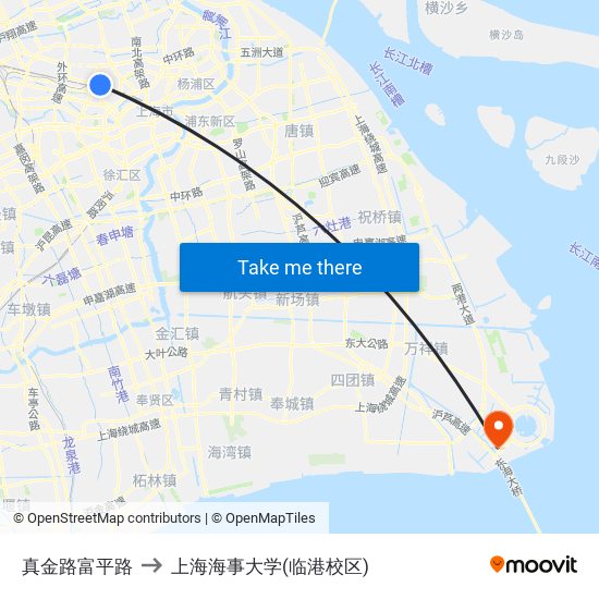 真金路富平路 to 上海海事大学(临港校区) map