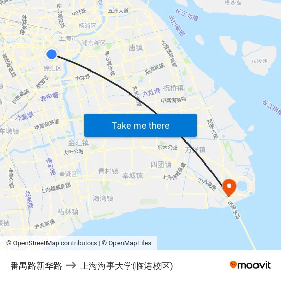 番禺路新华路 to 上海海事大学(临港校区) map