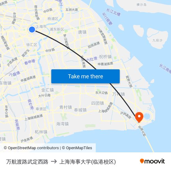 万航渡路武定西路 to 上海海事大学(临港校区) map