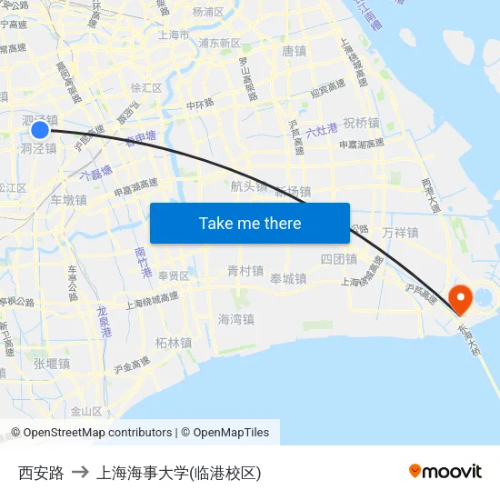 西安路 to 上海海事大学(临港校区) map