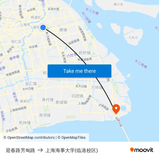 迎春路芳甸路 to 上海海事大学(临港校区) map
