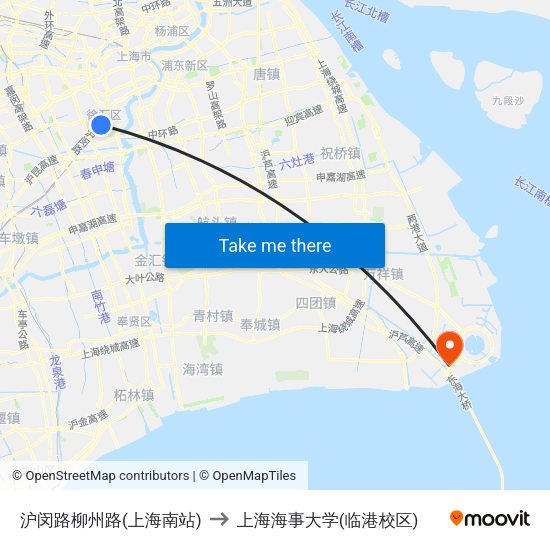沪闵路柳州路(上海南站) to 上海海事大学(临港校区) map