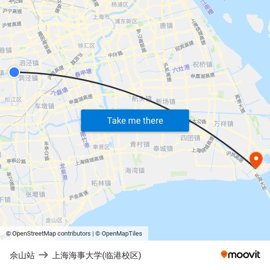 佘山站 to 上海海事大学(临港校区) map