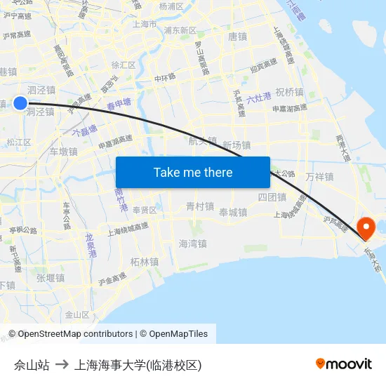 佘山站 to 上海海事大学(临港校区) map