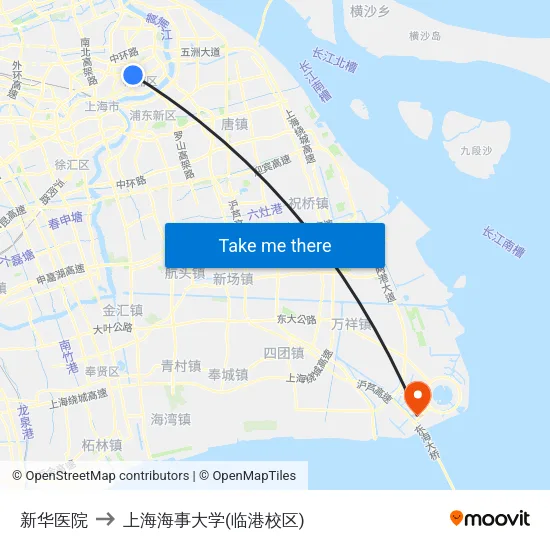新华医院 to 上海海事大学(临港校区) map