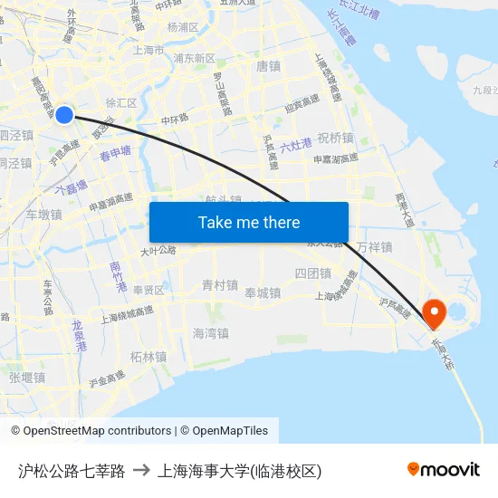 沪松公路七莘路 to 上海海事大学(临港校区) map