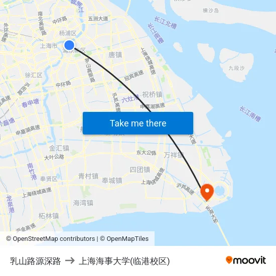 乳山路源深路 to 上海海事大学(临港校区) map