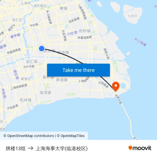 牌楼13组 to 上海海事大学(临港校区) map