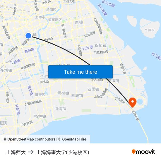 上海师大 to 上海海事大学(临港校区) map