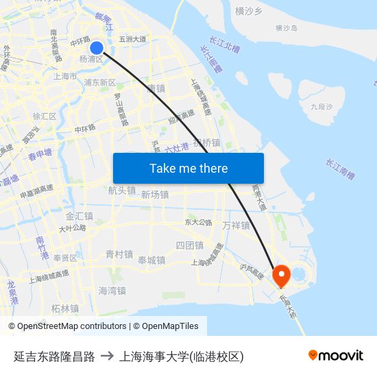 延吉东路隆昌路 to 上海海事大学(临港校区) map