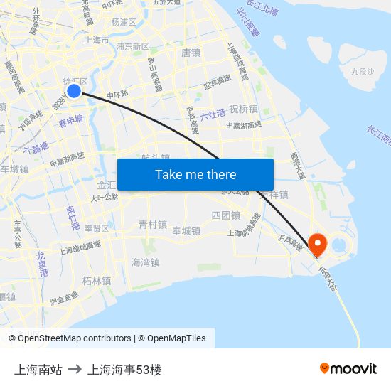 上海南站 to 上海海事53楼 map