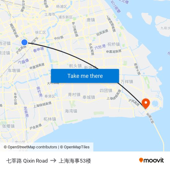 七莘路 Qixin Road to 上海海事53楼 map