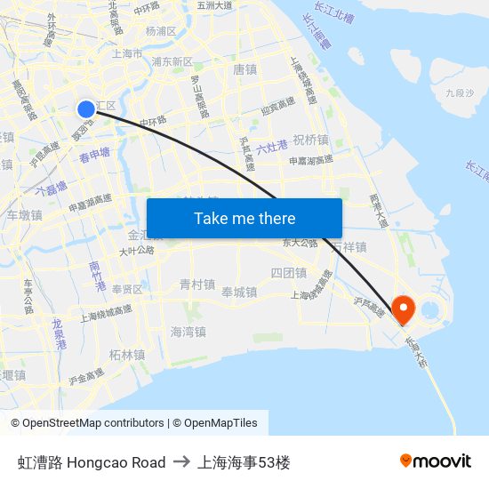 虹漕路 Hongcao Road to 上海海事53楼 map