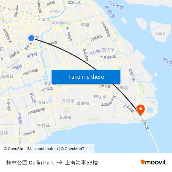 桂林公园 Guilin Park to 上海海事53楼 map