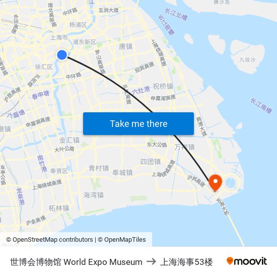 世博会博物馆 World Expo Museum to 上海海事53楼 map