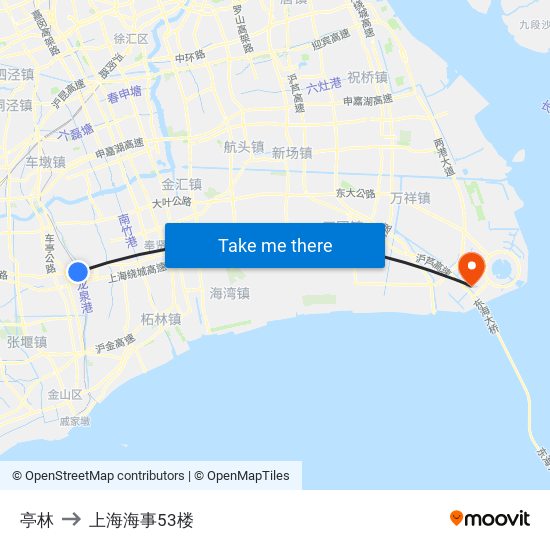 亭林 to 上海海事53楼 map