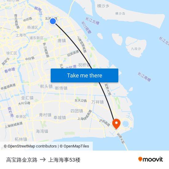 高宝路金京路 to 上海海事53楼 map