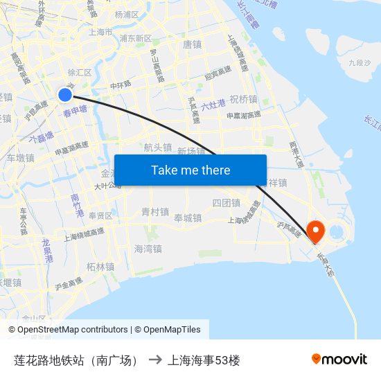 莲花路地铁站（南广场） to 上海海事53楼 map