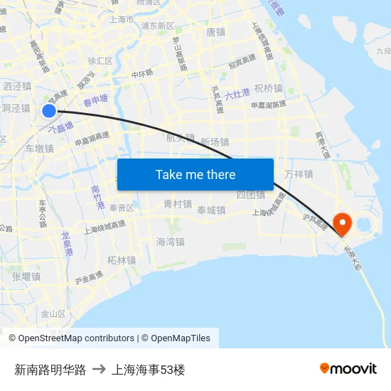 新南路明华路 to 上海海事53楼 map