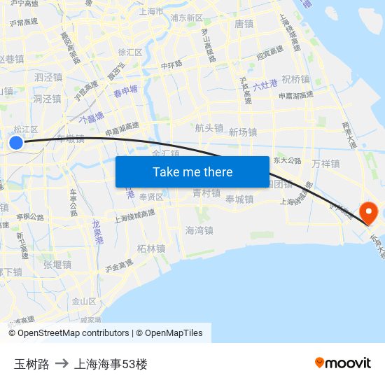 玉树路 to 上海海事53楼 map