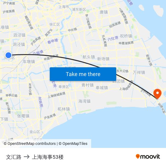 文汇路 to 上海海事53楼 map