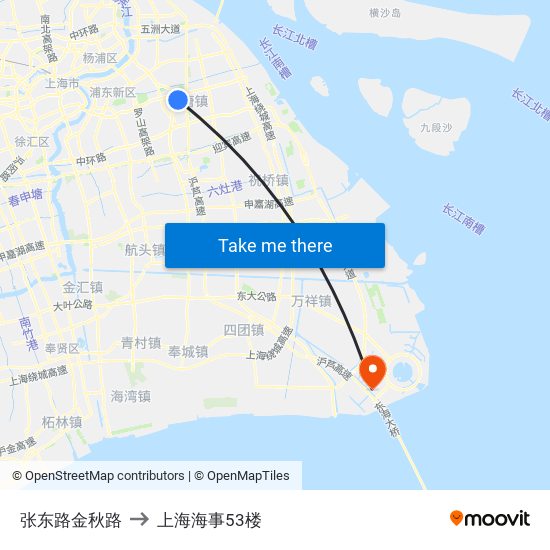 张东路金秋路 to 上海海事53楼 map