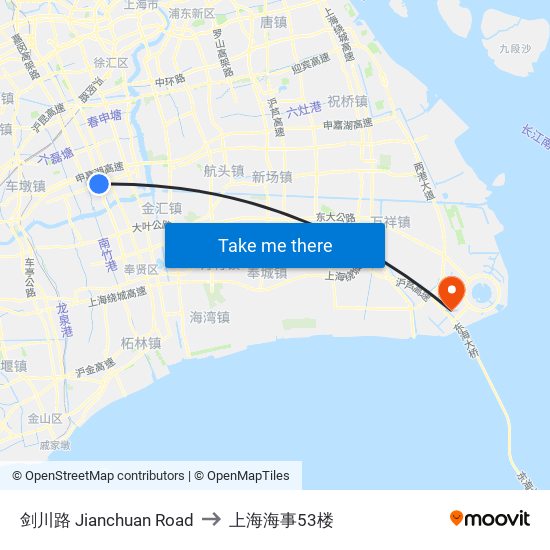 剑川路 Jianchuan Road to 上海海事53楼 map