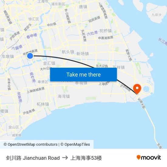 剑川路 Jianchuan Road to 上海海事53楼 map