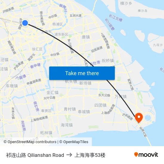 祁连山路 Qilianshan Road to 上海海事53楼 map