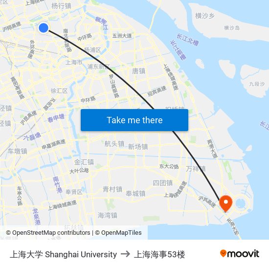 上海大学 Shanghai University to 上海海事53楼 map