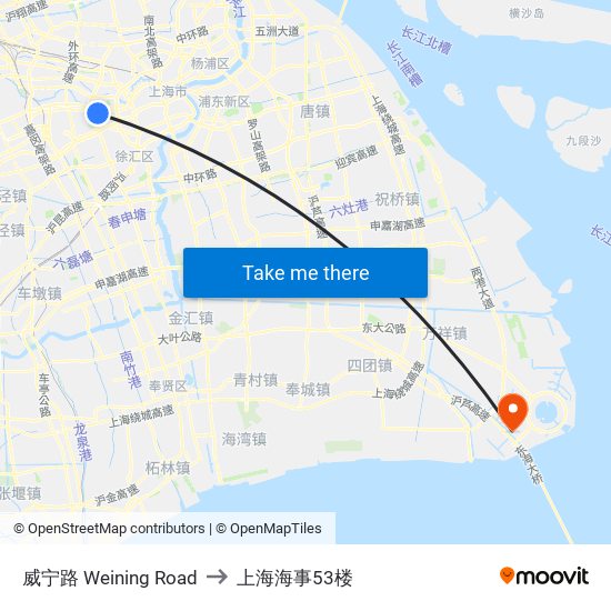 威宁路 Weining Road to 上海海事53楼 map