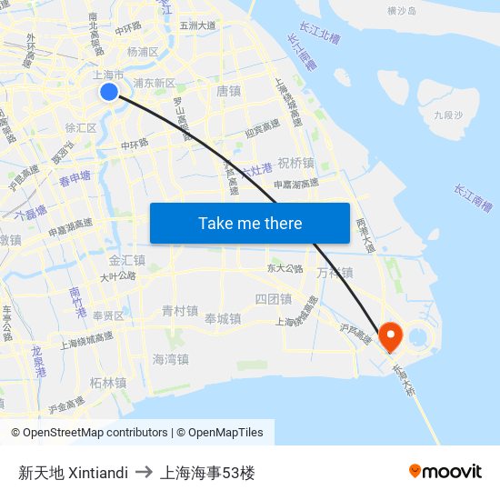 新天地 Xintiandi to 上海海事53楼 map