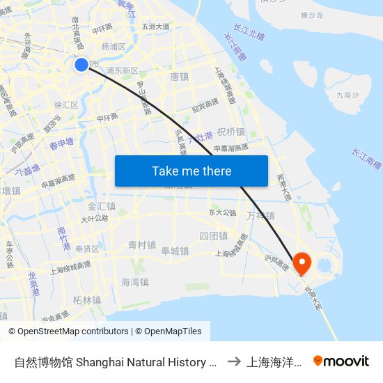 自然博物馆 Shanghai Natural History Museum to 上海海洋大学 map