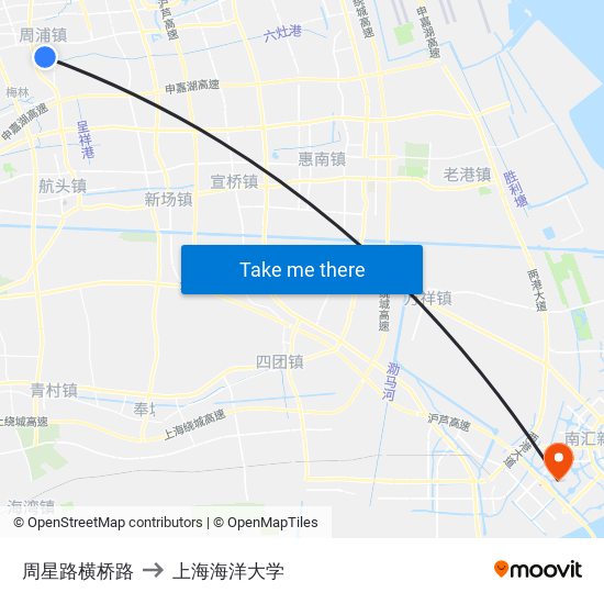 周星路横桥路 to 上海海洋大学 map