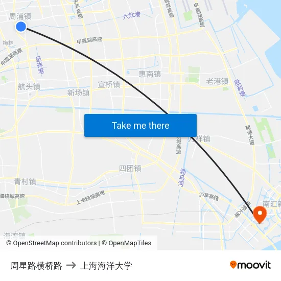 周星路横桥路 to 上海海洋大学 map