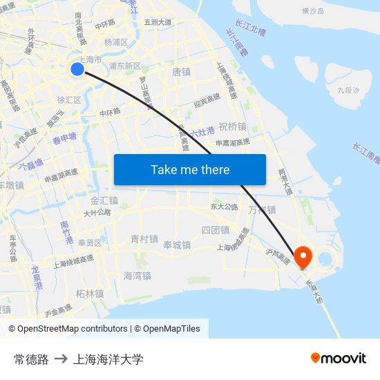 常德路 to 上海海洋大学 map